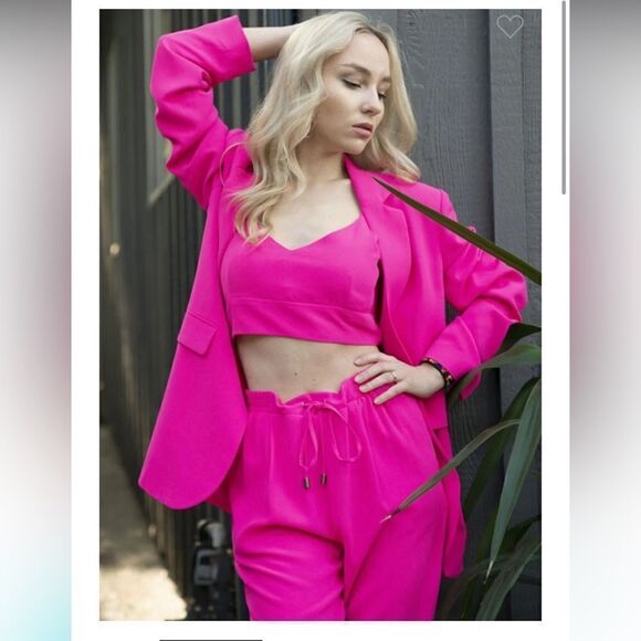 🆕 GEEGEE Wall Street Blazer, Pants and Crop Top Set - Picture 1 of 16